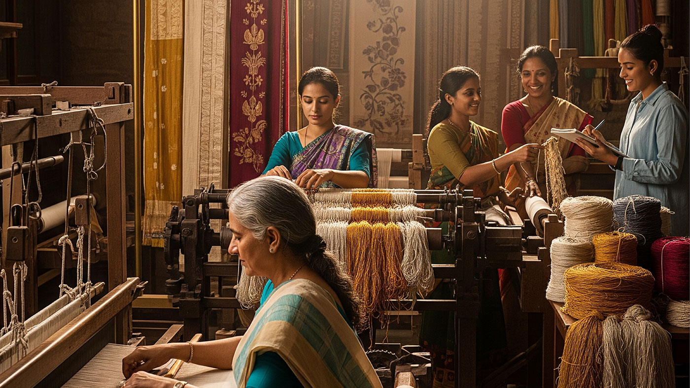 Weavers at work
